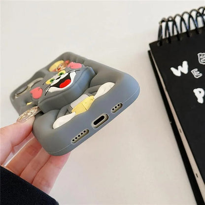 Cute 3D Tom And Jerry Silicone Case for iPhone – Soft, Shockproof & Stylish