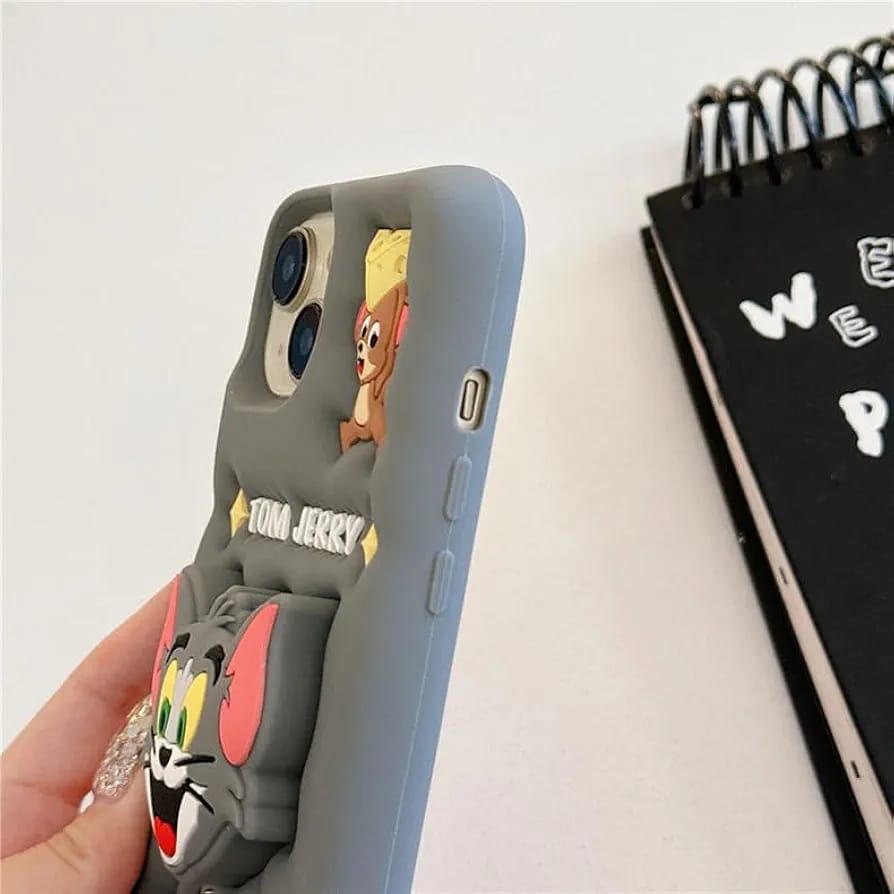 Cute 3D Tom And Jerry Silicone Case for iPhone – Soft, Shockproof & Stylish