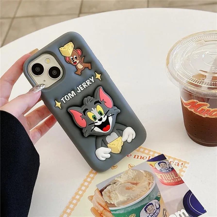 Cute 3D Tom And Jerry Silicone Case for iPhone – Soft, Shockproof & Stylish