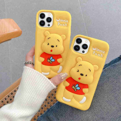 Cute 3D Winnie The Pooh Silicone Case for iPhone – Soft, Shockproof & Stylish