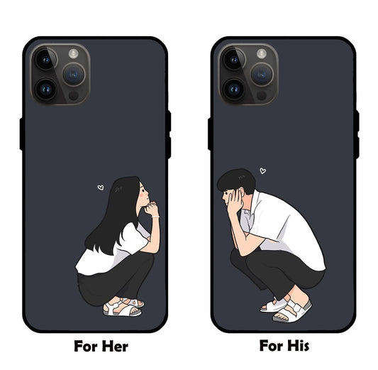 Love in Every Pixel: Adorable Boy-Girl Couple Glass Mobile Cover