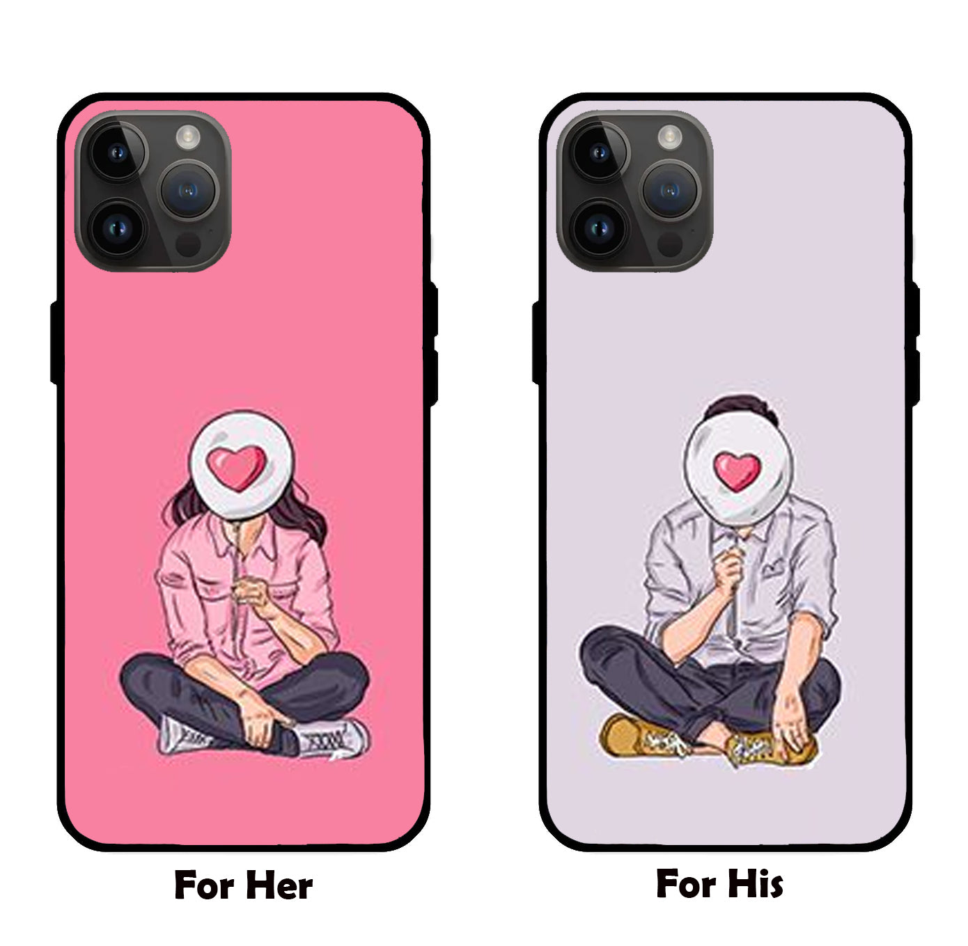 Embrace of Love: Couple Emoji Glass Mobile Cover