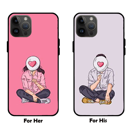 Embrace of Love: Couple Emoji Glass Mobile Cover