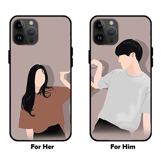 Infinite Affection: Boy and Girl Heart Gesture Glass Phone Case