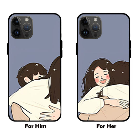 Embrace: Couple Hugging Glass Mobile Cover