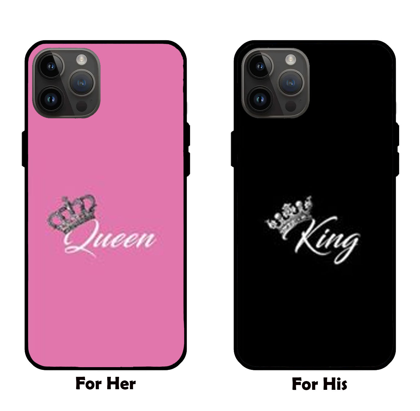 Regal Reflections: King & Queen Couple Glass Mobile Cover