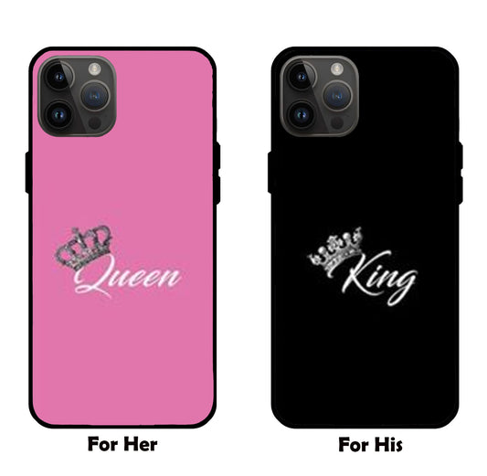 Regal Reflections: King & Queen Couple Glass Mobile Cover