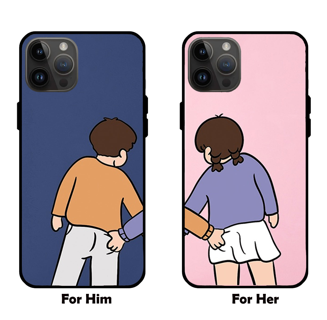 Cute & Mischievous: Bum Pinch Duo Couple Glass Mobile Cover