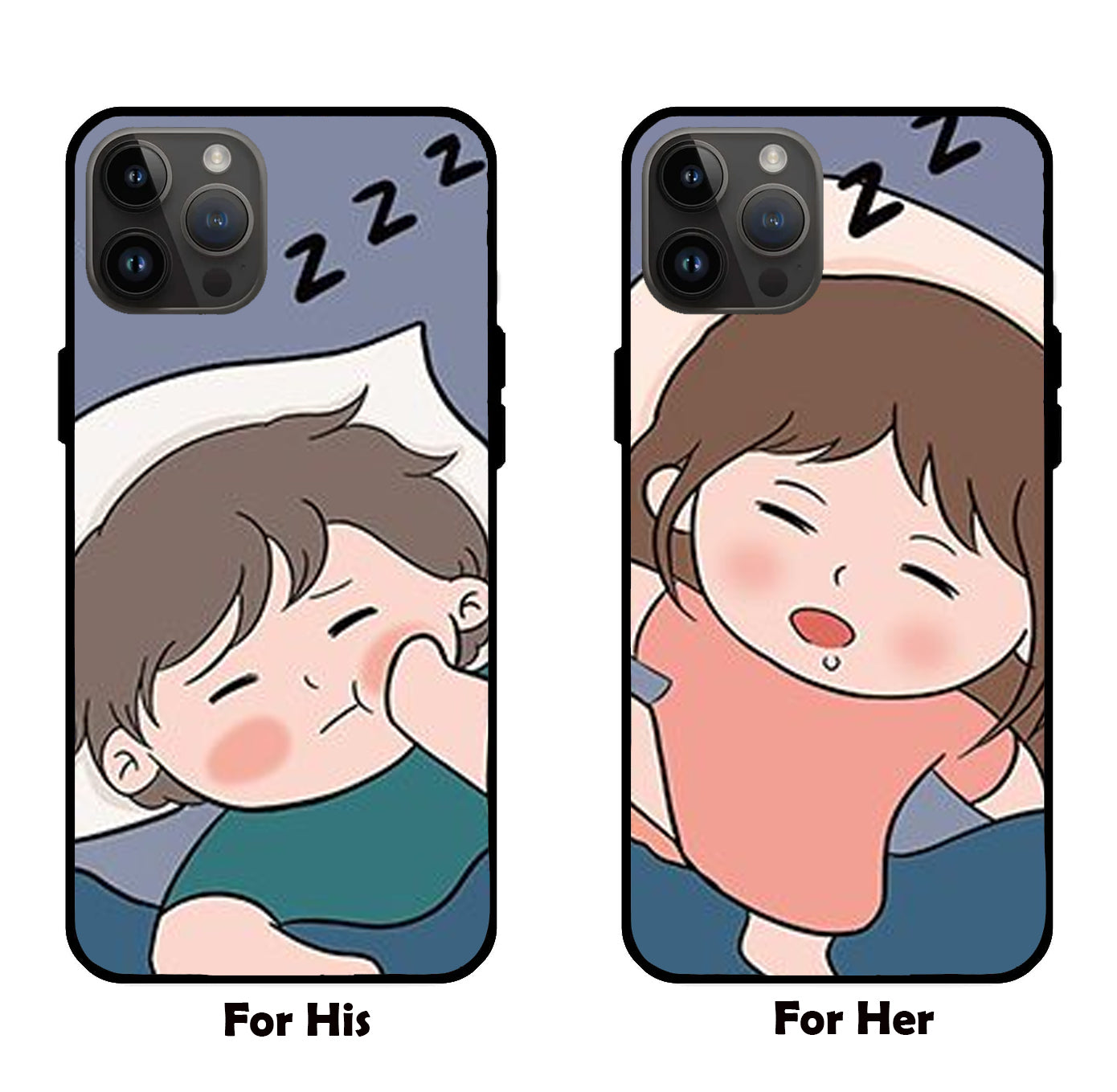 Sweet Dreams: Boy Sleeping, Girl Resting - Couple Mobile Cover Design