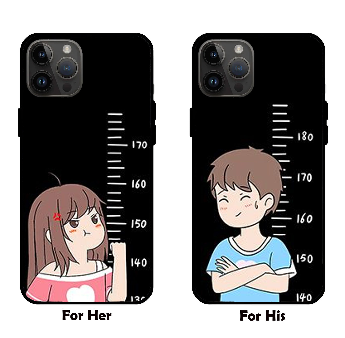 Heightened Love: Tall & Short Couple Glass Mobile Cover