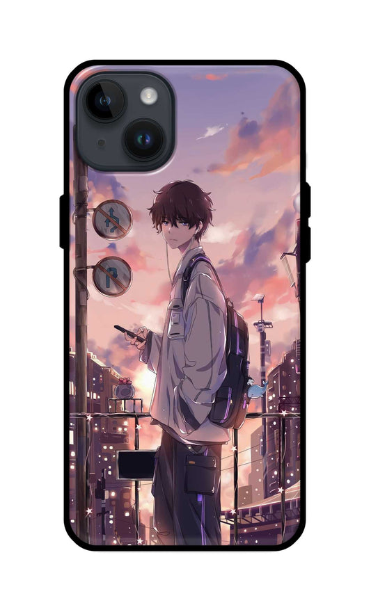 Aesthetic anime Boy Glass Back Cover